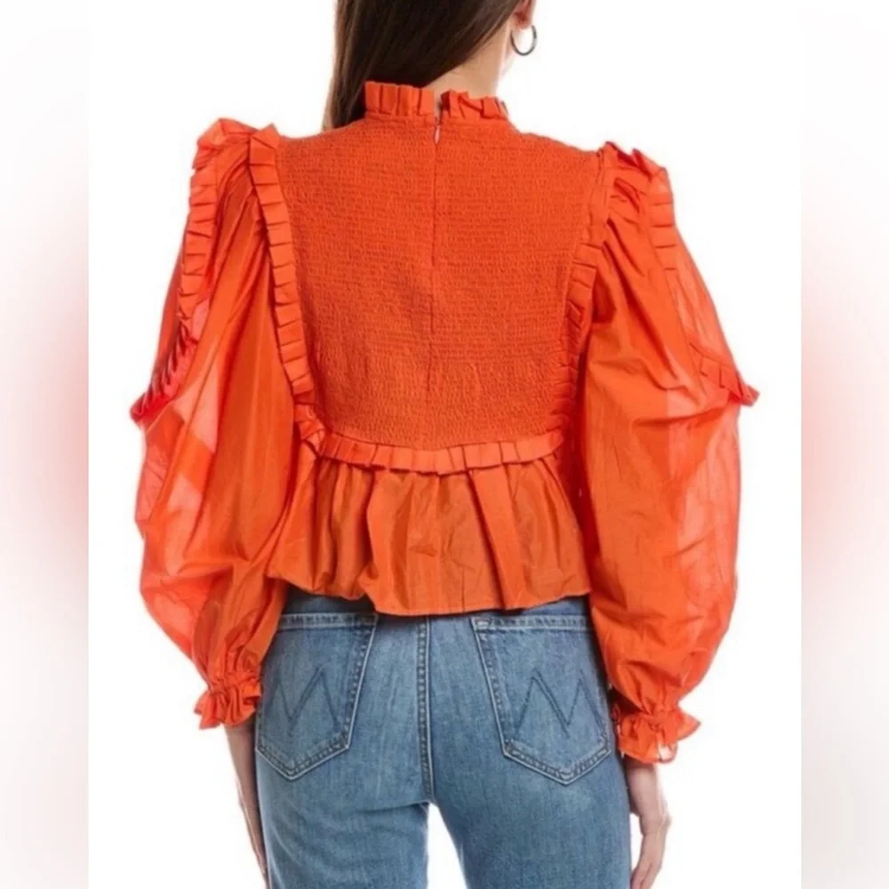 Farm Rio Puff Sleeve smocked Blouse Size M